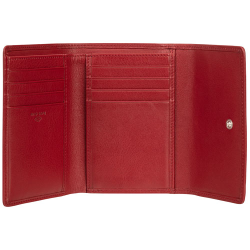 Mancini Basket Weave RFID Genuine Leather Tri-fold Clutch 8-Slot Wallet - Red