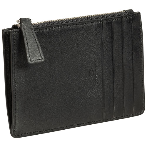 Mancini Basket Weave RFID Genuine Leather 7-Slot Credit Card Case - Black