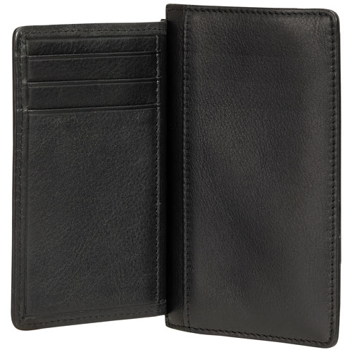 Mancini Basket Weave RFID Genuine Leather 7-Slot Credit Card Case - Black