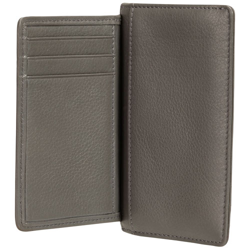 Étui pour cartes de crédit RFID à sept fentes en cuir véritable Motif tressé de Mancini - Gris