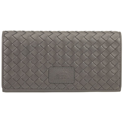 Mancini Basket Weave RFID Genuine Leather Tri-fold Clutch Wallet - Grey ...