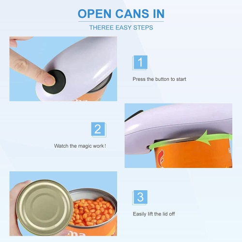 Electric Can Opener: Upgraded Blade Opens Any Sized Can - Automatic, Hands Free, Smooth Edge, Food-Safe, Handy with Lid Lift, Battery Operated