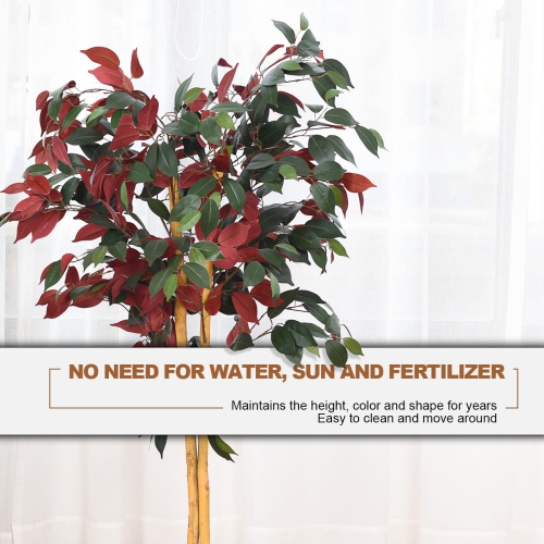 Gymax Artificial Capensia Bush Home Decor 4 Feet Red Green Leaves