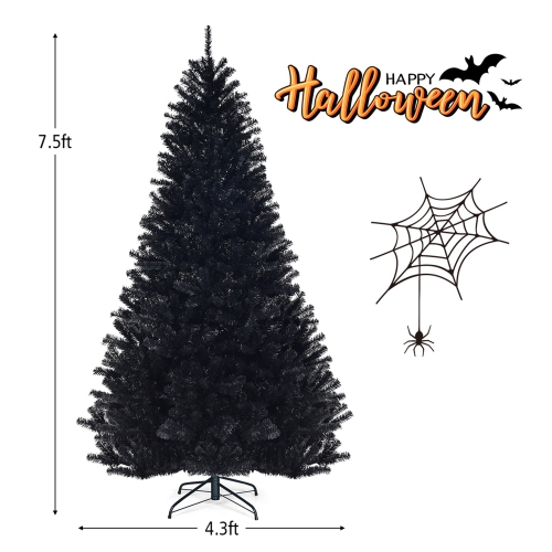 Gymax 7.5FT Artificial Halloween Christmas Tree Hinged Pine Tree Holiday Decoration