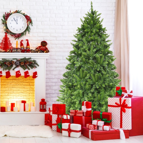 Gymax 6ft Pre-lit LED Light Christmas Fir Tree w/8 Flash Modes Patio