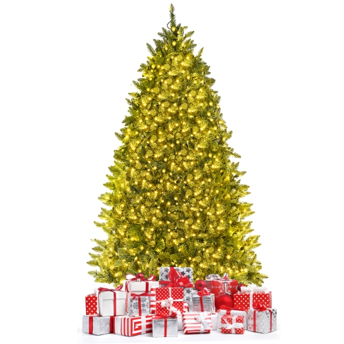 Gymax 6ft Pre-lit LED Light Christmas Fir Tree w/8 Flash Modes Patio