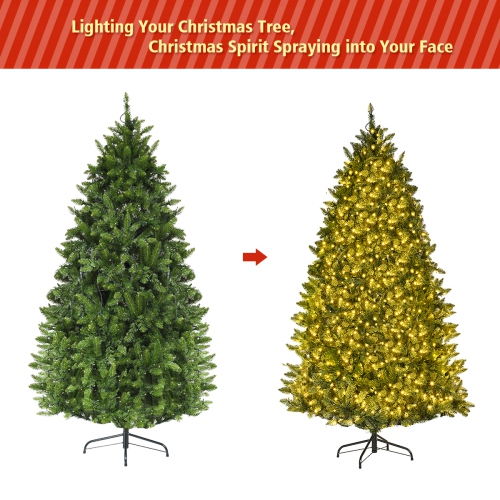 Gymax 6ft Pre-lit LED Light Christmas Fir Tree w/8 Flash Modes Patio