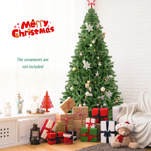 Gymax 9FT Christmas Tree Hinged Artificial Tree Indoor Outdoor w/ Metal Stand