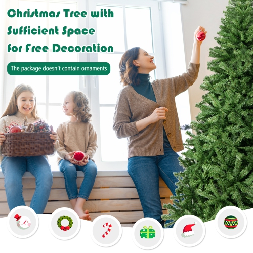 Gymax 9FT Christmas Tree Hinged Artificial Tree Indoor Outdoor w/ Metal Stand