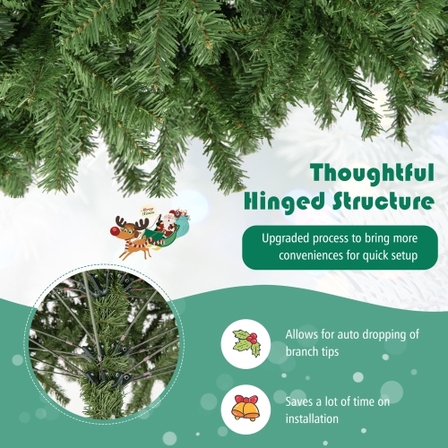 Gymax 9FT Christmas Tree Hinged Artificial Tree Indoor Outdoor w/ Metal Stand