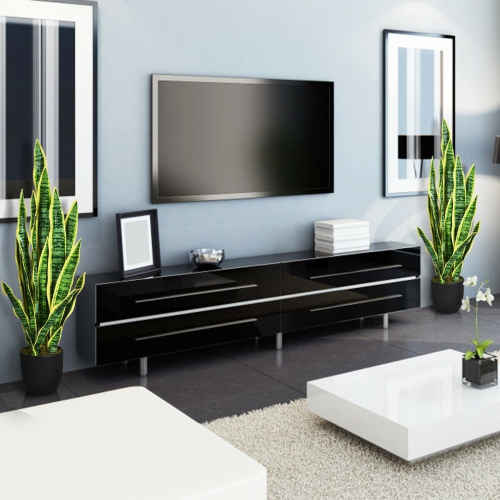 Gymax Artificial Snake Plant 35.5" Fake Sansevieria Indoor-Outdoor Decoration Yellow