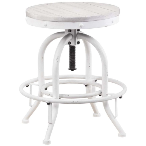 SEI Furniture Industrial Adjustable Swivel Bar Stool in White
