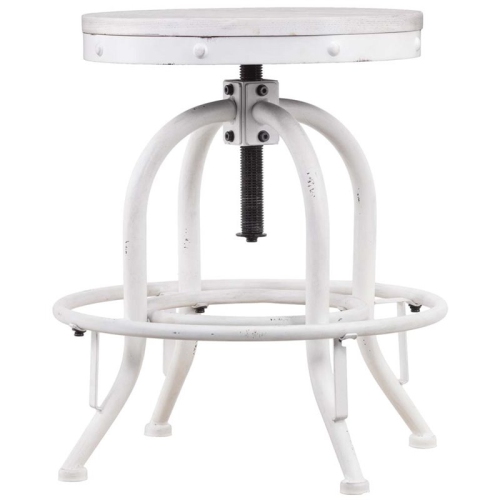 SEI Furniture Industrial Adjustable Swivel Bar Stool in White