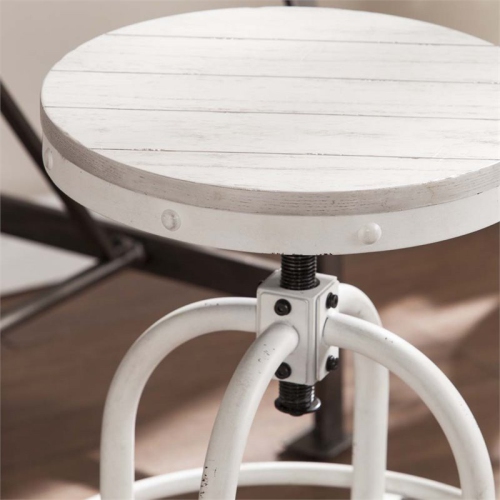 SEI Furniture Industrial Adjustable Swivel Bar Stool in White
