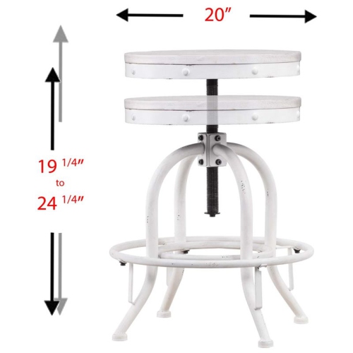 SEI Furniture Industrial Adjustable Swivel Bar Stool in White