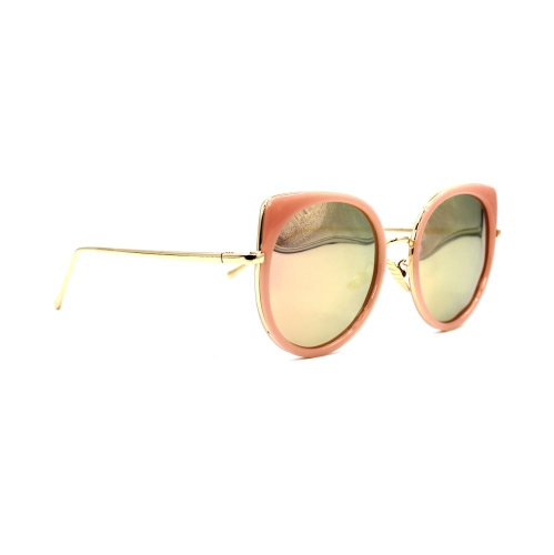 Ottika Round Cateye Sunglasses - UV Protection | Model 1222 | Pink-Gold Mirror