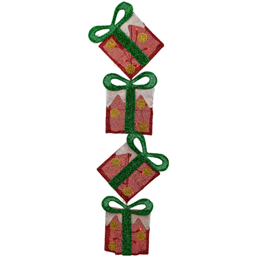 NORTHLIGHT  Lighted Tinsel Stacked Gift Boxes Outdoor Christmas Decoration - 44" - Clear Lights