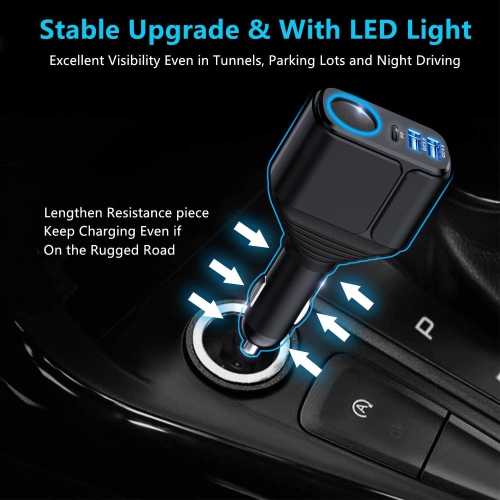 [4IN1] Cigarette Lighter Adapter Socket Splitter with 3 USB Ports [PD3.0& DualQC3.0] Car Charger USB Fast Charger 56W 12V/24V Multi USB C iPhone Car