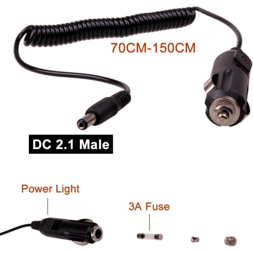 DC 5.5x2.1mm Car Charger 12V 24V Cigarette Lighter Power Supply Adapter Charger Cable for Truck Bus Van Boat