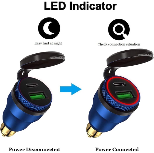 Chargeur Power Delivery DIN HELLA Powerlet en aluminium 30 W vers type C et adaptateur DIN USB 3.0 Quick charge pour moto étanche pour prise DIN de