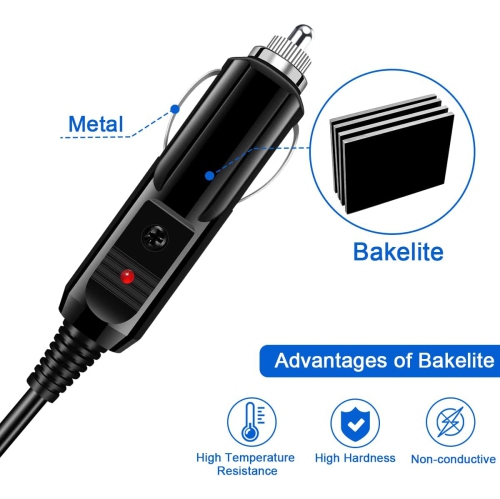 Dual Power Supply Cord Car Charger,12V/24V(DC5.5x2.1mm) 3.5m/11.48ft,for Two Car Rear-seat Monitors,Car Vacuum Cleaners, Walkie-talkies, Tire Air