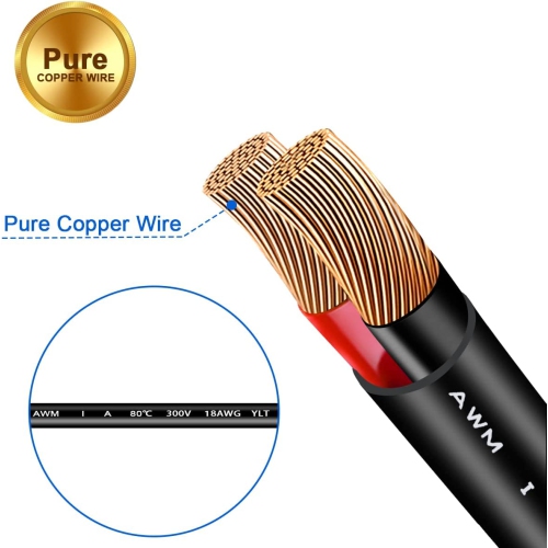 Dual Power Supply Cord Car Charger,12V/24V(DC5.5x2.1mm) 3.5m/11.48ft,for Two Car Rear-seat Monitors,Car Vacuum Cleaners, Walkie-talkies, Tire Air