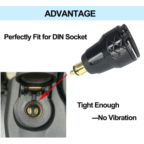Aluminium Alloy DIN Hella USB Plug Adapter Motorcycle Dual USB Charger Quick Charge 3.0 Waterproof with Voltmeter Compatible with BMW Triumph Tiger