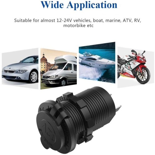 Dual USB Charger Socket, 12V 4.2A Car Charger Power Outlet with Blue LED Display, Waterproof USB Car Socket Dual Charging Ports for Most 12-24V Car