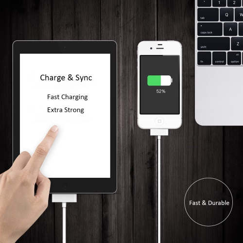 2-Pack 30-Pin Charger Cable Compatible for Old iPhone 4 4S 3G 3GS, iPad 1 2 3, iPod Touch, iPod Nano USB Fast Charge & Sync Charging Cord