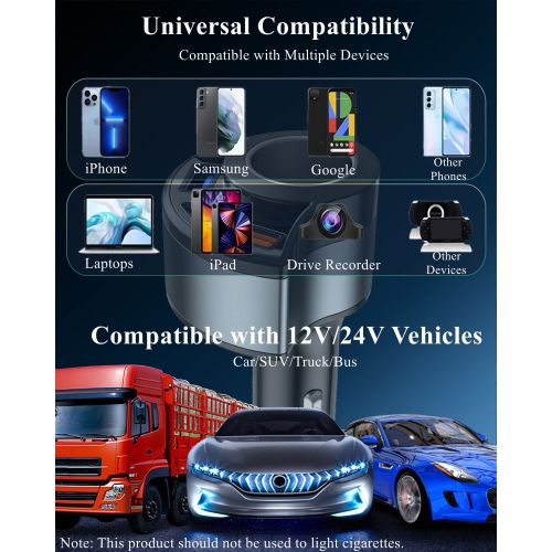 [Quick Charge 3.0] USB Car Charger Adapter, Cigarette Lighter Socket Adapter, [QC3.0 18W&PD/USB A 3.1A] Car Charger Compatible with iPhone