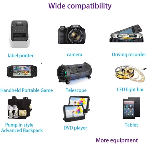 DC 12V 2A Car Charger Universal Power Cord 5.5x2.1mm to Cigarette Lighter with 8 Connector for DVD Player, GPS, Bluetooth Speakers, Breast Pump,