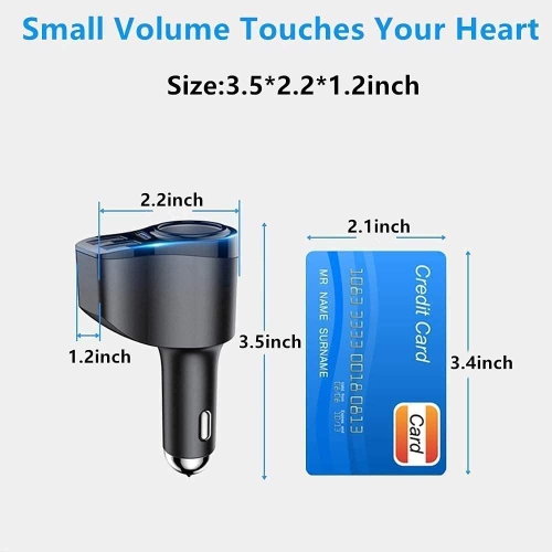 4 in 1 USB C Car Charger, 36W Multi USB Cigarette Lighter Adapter, Socket Splitter with 3 USB Ports, 12V/24V Dual USB Type C PD Fast Car Charger