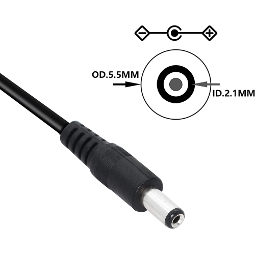 Rallonge d'alimentation c.c. 12 V pour l'auto Câble d'alimentation Câble de prise d'alimentation c.c. 5,5 mm x 2,1 mm pour l'affichage arrière de
