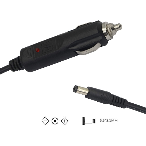 12V 24 V DC 5.5mm x 2.1mm Car Cigarette Lighter Extension Power Supply Adapter Cable with LED for Car Truck Bus Van(10FT)