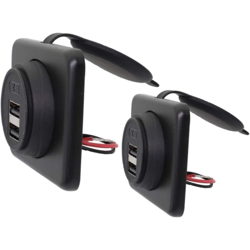 YM1236 Dual USB Car Charger Socket with PVC Cap, Dual Port 12V-24V Quick Car Charger, Applies to Cars, Motorcycle, Bus, RV, Boat, etc. (2 Pieces