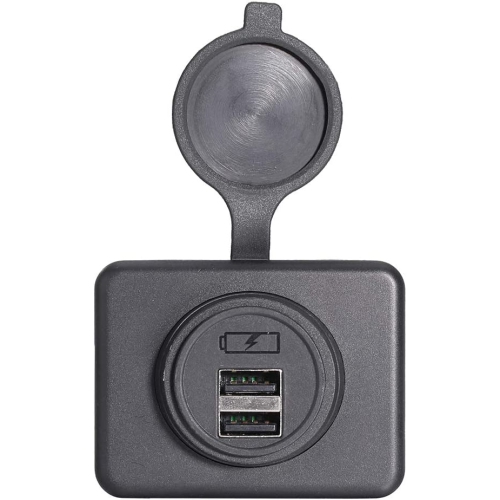 YM1236 Dual USB Car Charger Socket with PVC Cap, Dual Port 12V-24V Quick Car Charger, Applies to Cars, Motorcycle, Bus, RV, Boat, etc. (2 Pieces
