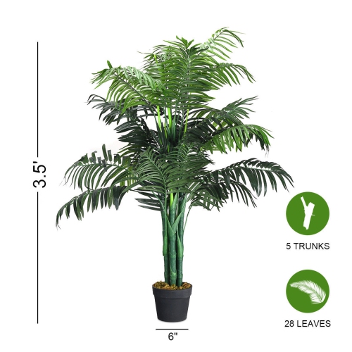 Gymax Artificial Areca Palm Decorative Silk Tree w/Basket 3.5 Feet Holiday Decor