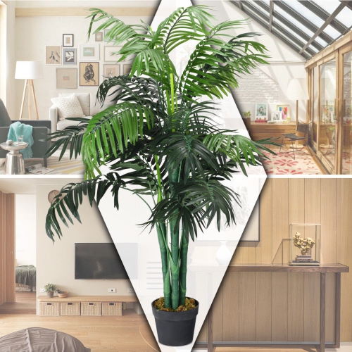 Gymax Artificial Areca Palm Decorative Silk Tree w/Basket 3.5 Feet Holiday Decor