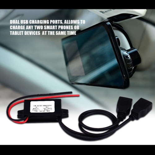 USB Charger Adapter, 3A DC 12V to DC 5V Dual USB Charger Adapter Converter Module with 2 USB Output Power Adapter for Car Motorcycle Phone Charge,