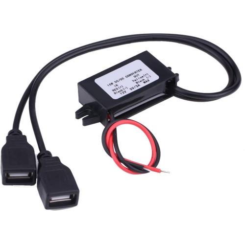 USB Charger Adapter, 3A DC 12V to DC 5V Dual USB Charger Adapter Converter Module with 2 USB Output Power Adapter for Car Motorcycle Phone Charge,