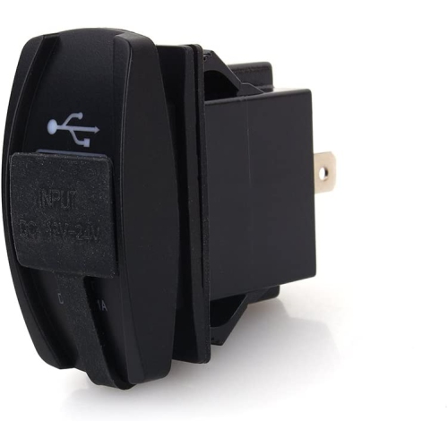 DC 12V-24V Motorcycle Dual Port USB Charging Dock, 3.1A Car Quick Fast Charge USB Charger Rocker Switch Style Blue LED for Car, Motorcycle, Electric