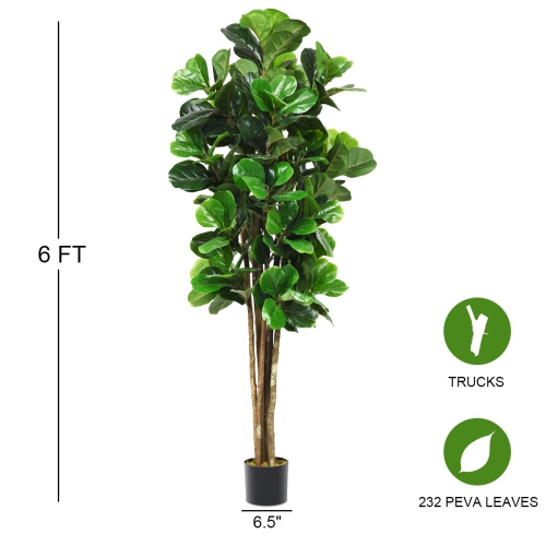 Gymax 6-Feet Artificial Fiddle Leaf Fig Tree Indoor-Outdoor Home Decorative Planter