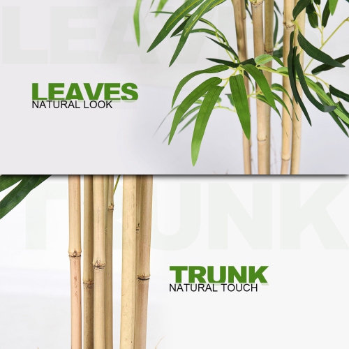 Gymax Artificial Bamboo Silk Tree Planter Green 5 Feet Holiday Decor