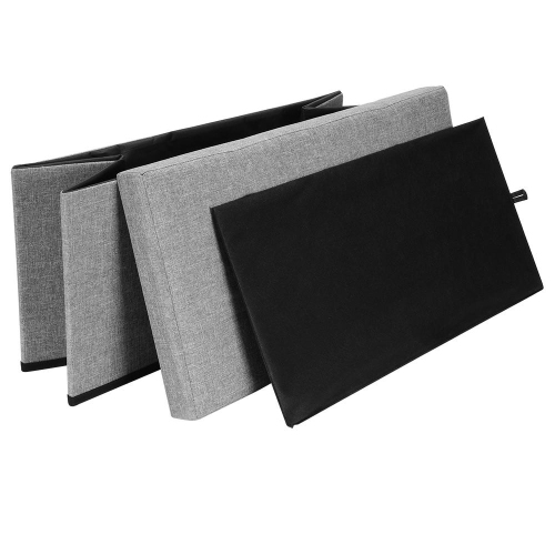 30" Folding Storage Ottoman Bench, Storage Chest/Footrest/Padded Seat, Poly Linen Storage Organizer