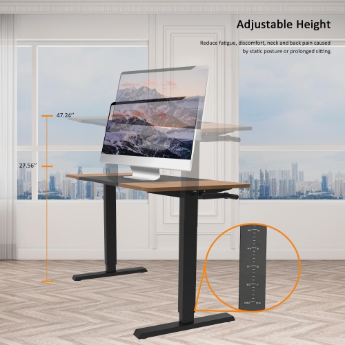 55"x23" All-in-One Standing Desk with Table Top, Height Adjustable Hand Crank Sit-Stand Computer Desk for Home Office Reading Working