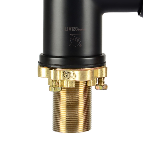 Robinet d'évier de cuisine avec pulvérisateur à ressort à poignée unique et eau froide et chaude, noir mat - LIVINGbasics®