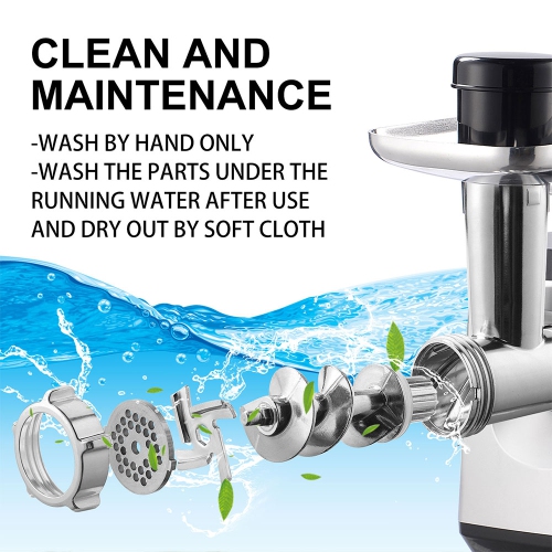 Electric Meat Grinder with Sausage Stuffer Maker, Max 3000W Stainless Steel Food Processor Veggies Shredder