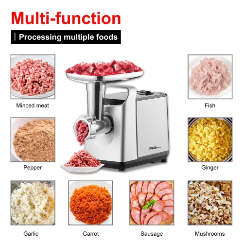 Electric Meat Grinder with Sausage Stuffer Maker, Max 3000W Stainless Steel Food Processor Veggies Shredder