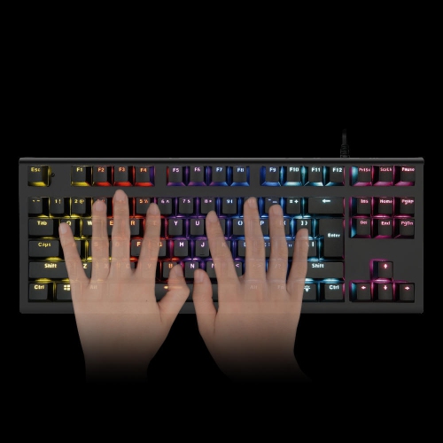 87 Keys RGB LED Backlit Mechanical Gaming Keyboard with 9 Lighting Modes for Windows PC/MAC games