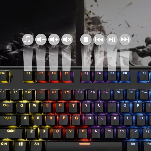 87 Keys RGB LED Backlit Mechanical Gaming Keyboard with 9 Lighting Modes for Windows PC/MAC games